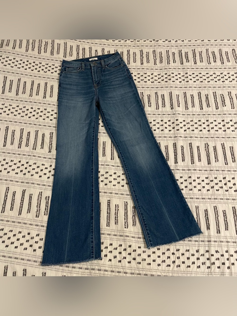 Splendid High-Rise Wide-Leg Flare Jeans with Raw Frayed Hem